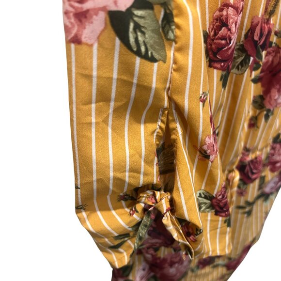 Stella Tweed Womens XL Goldenrod Yellow & Burgundy Pink Floral Dress - Picture 4 of 5